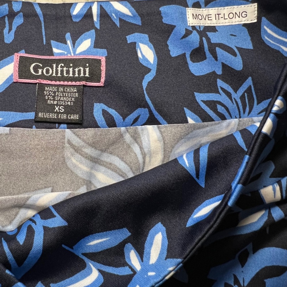 Golftini Move It-Long Navy Blue Floral Golf Skort Ruffle Hem Womens XS Pockets - Picture 6 of 9